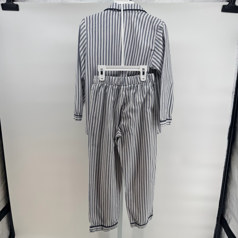 Petite Plume Navy and White striped Pajama Set with monogram - Picture 4 of 5